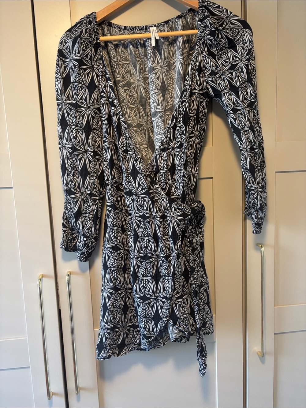 Anthropologie Black and White Printed Elastic-Waist Dress